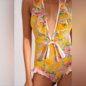 Floral Yellow Chemise with Pink Accents